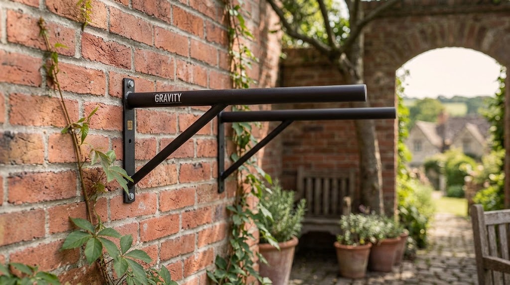 Gravity Fitness wall mounted dips bar fixed to a wall for calisthenics dip training