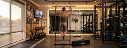Athlete performing a pull up on a Gravity Fitness pull up bar during a 75 day calisthenics transformation