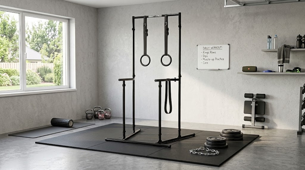 Advanced Portable Pull Up Rack set up for a full body calisthenics workout
