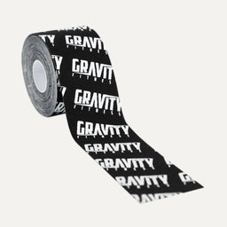 Black anti-sweat grip tape roll with white Gravity Fitness logo for calisthenics equipment