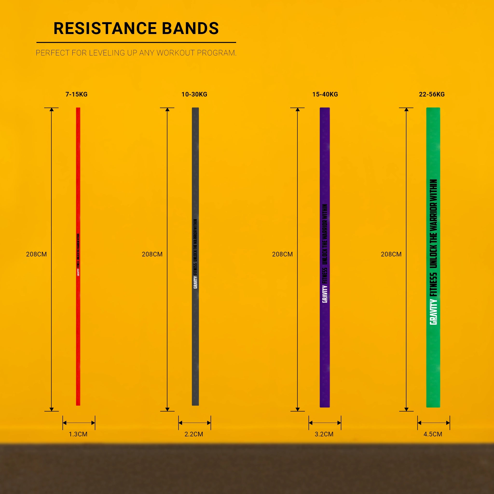 Gravity Fitness Resistance Bands - Ensemble de 4