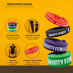 Gravity Fitness Resistance Bands - Ensemble de 4