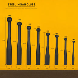 Gravity Fitness Steel Indian Clubs, Clubbells 2kg - 20kg