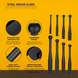Gravity Fitness Steel Indian Clubs, Clubbells 2kg - 20kg