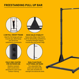 Gravity Fitness Freestanding Pull Up Bar, with Optional Dip Bars
