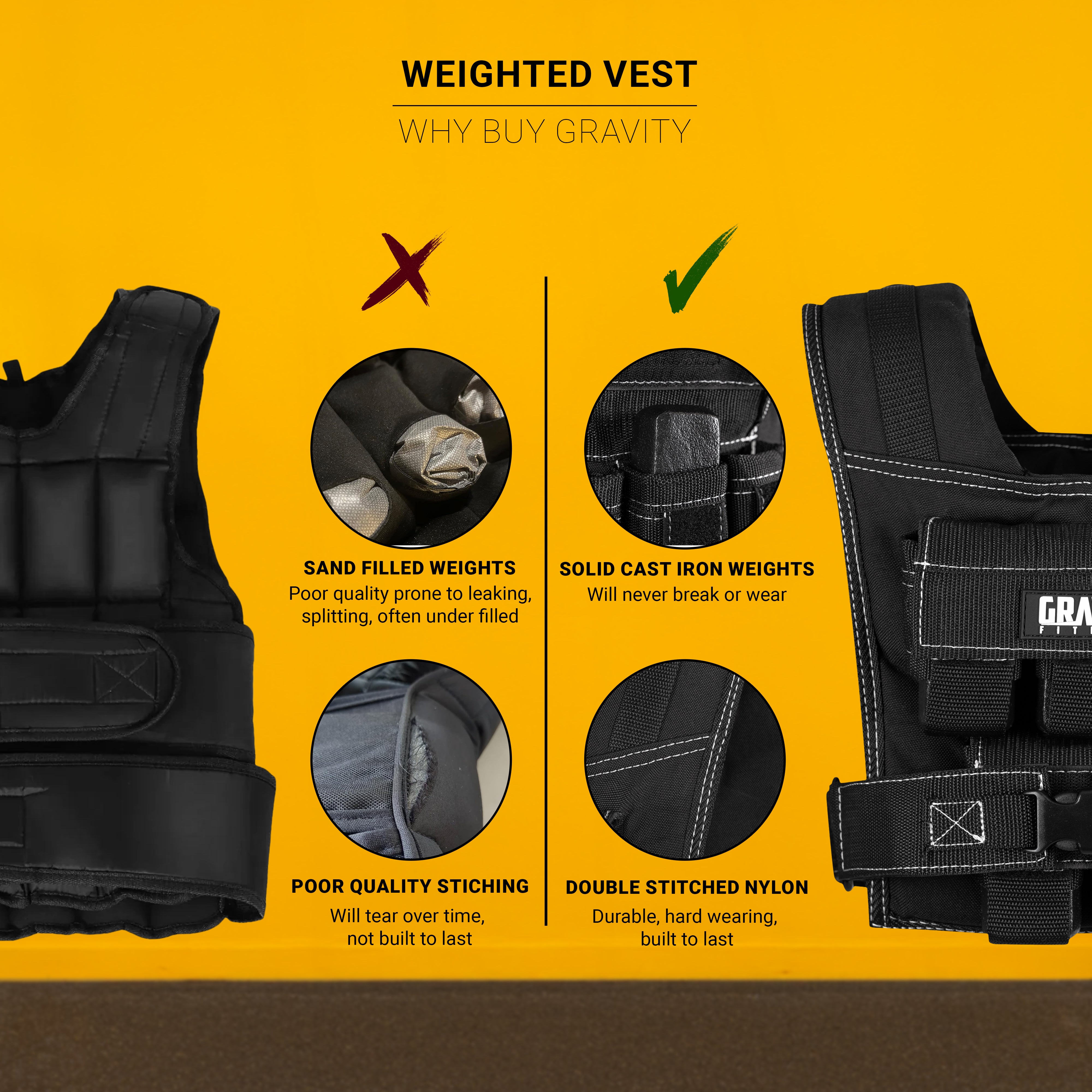 Schwerkraft -Fitness 10 kg, 20 kg und 30 kg gewichtete Weste