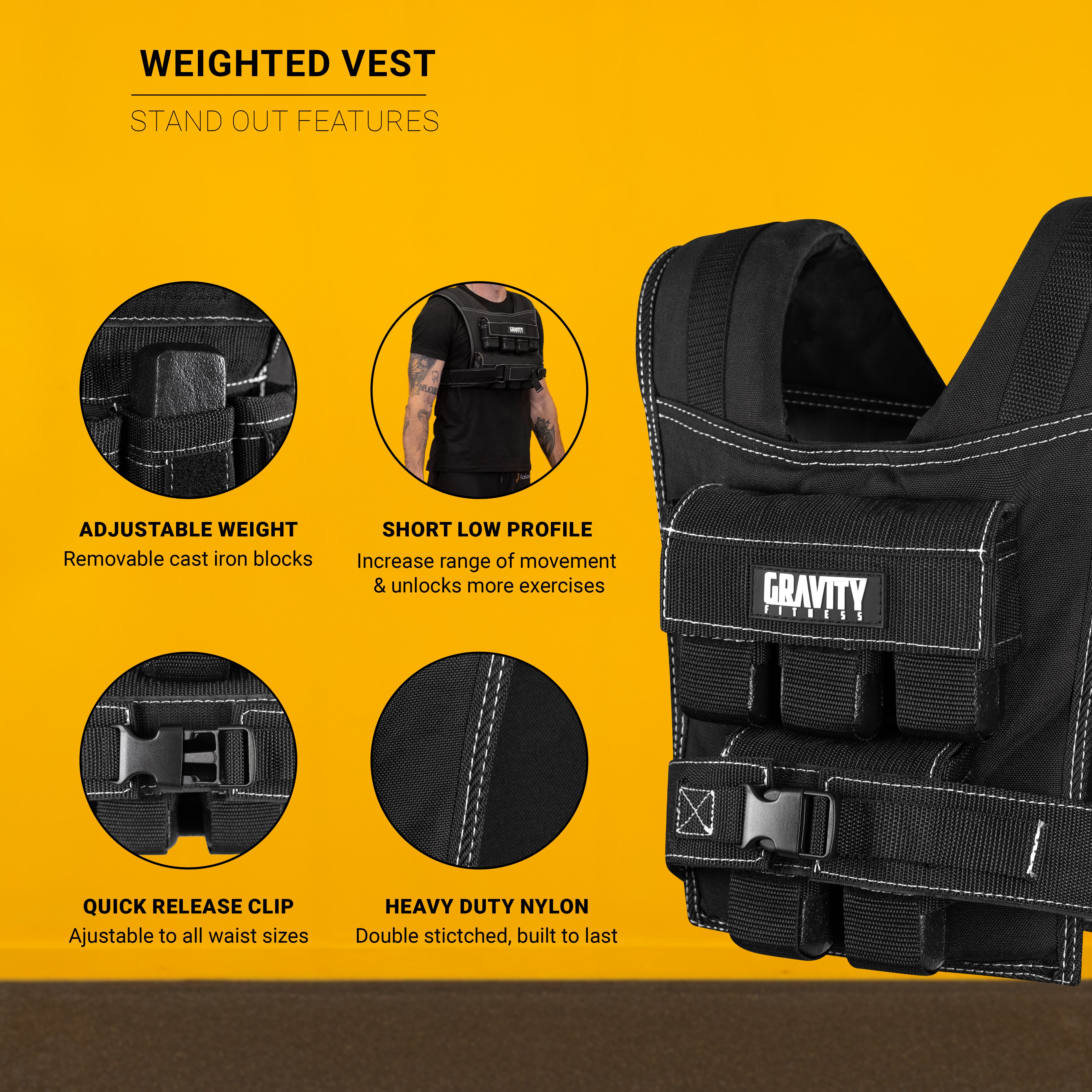 Weighted Vests - 10kg, 20kg & 30kg - Gravity Fitness Equipment