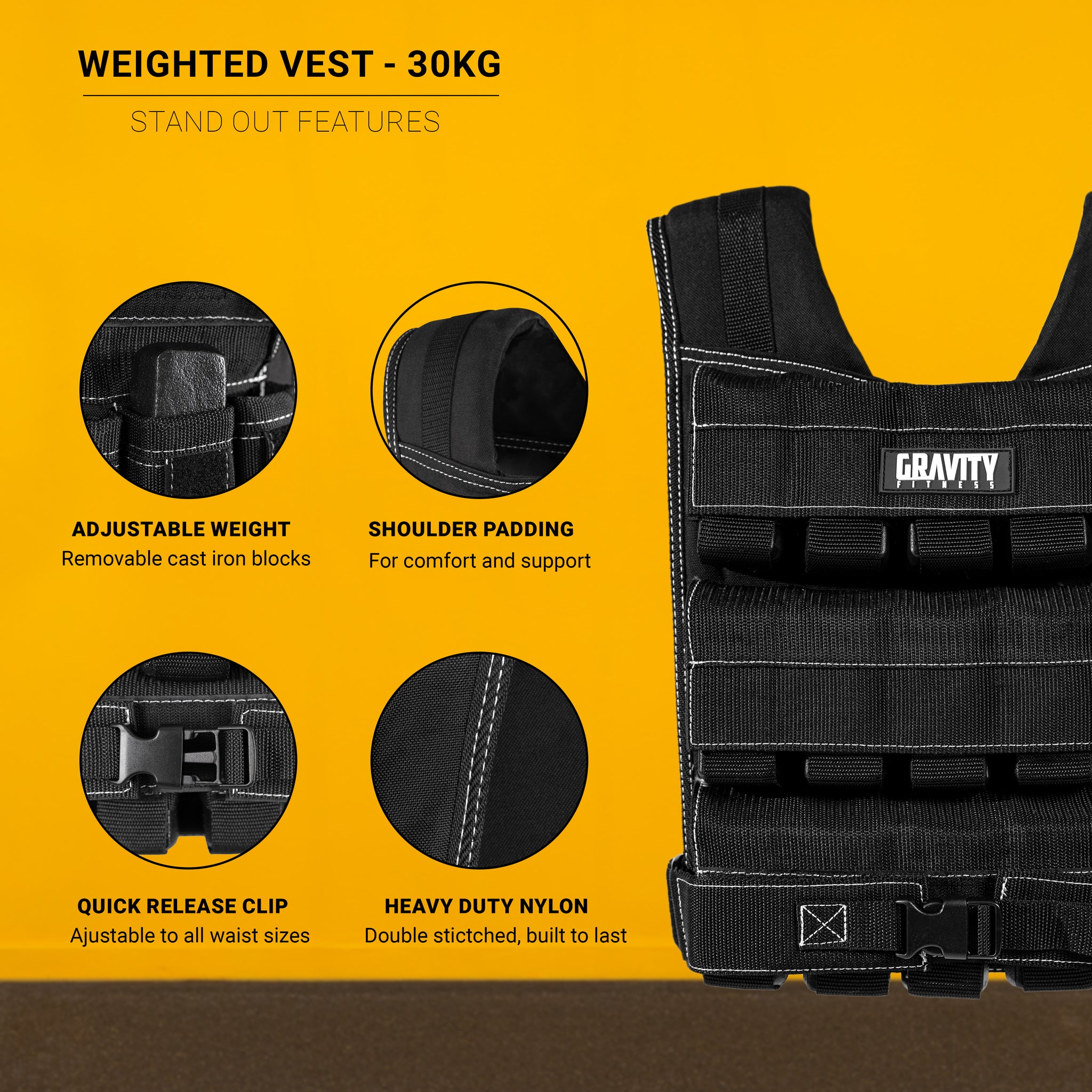 Gravity Fitness 10kg, 20kg & 30kg Weighted Vest
