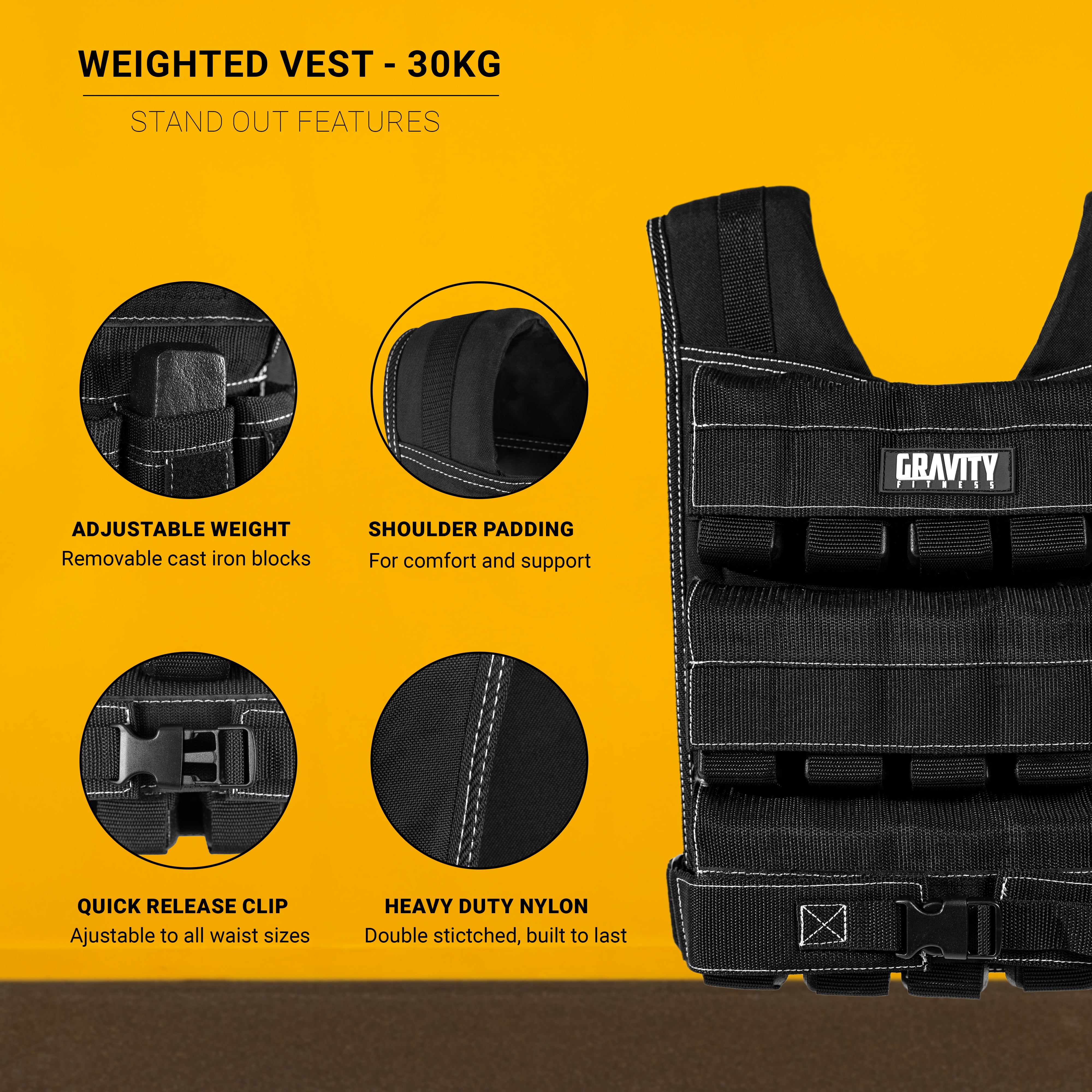Schwerkraft -Fitness 10 kg, 20 kg und 30 kg gewichtete Weste