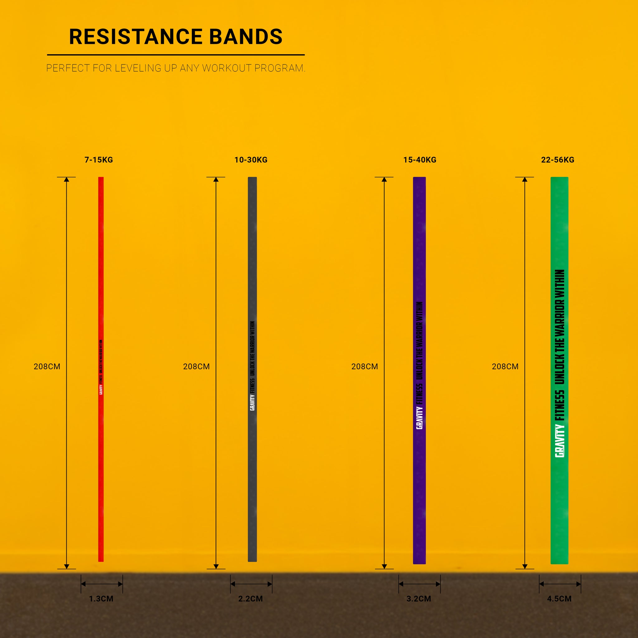 Gravity Fitness Resistance Bands - Set of 4