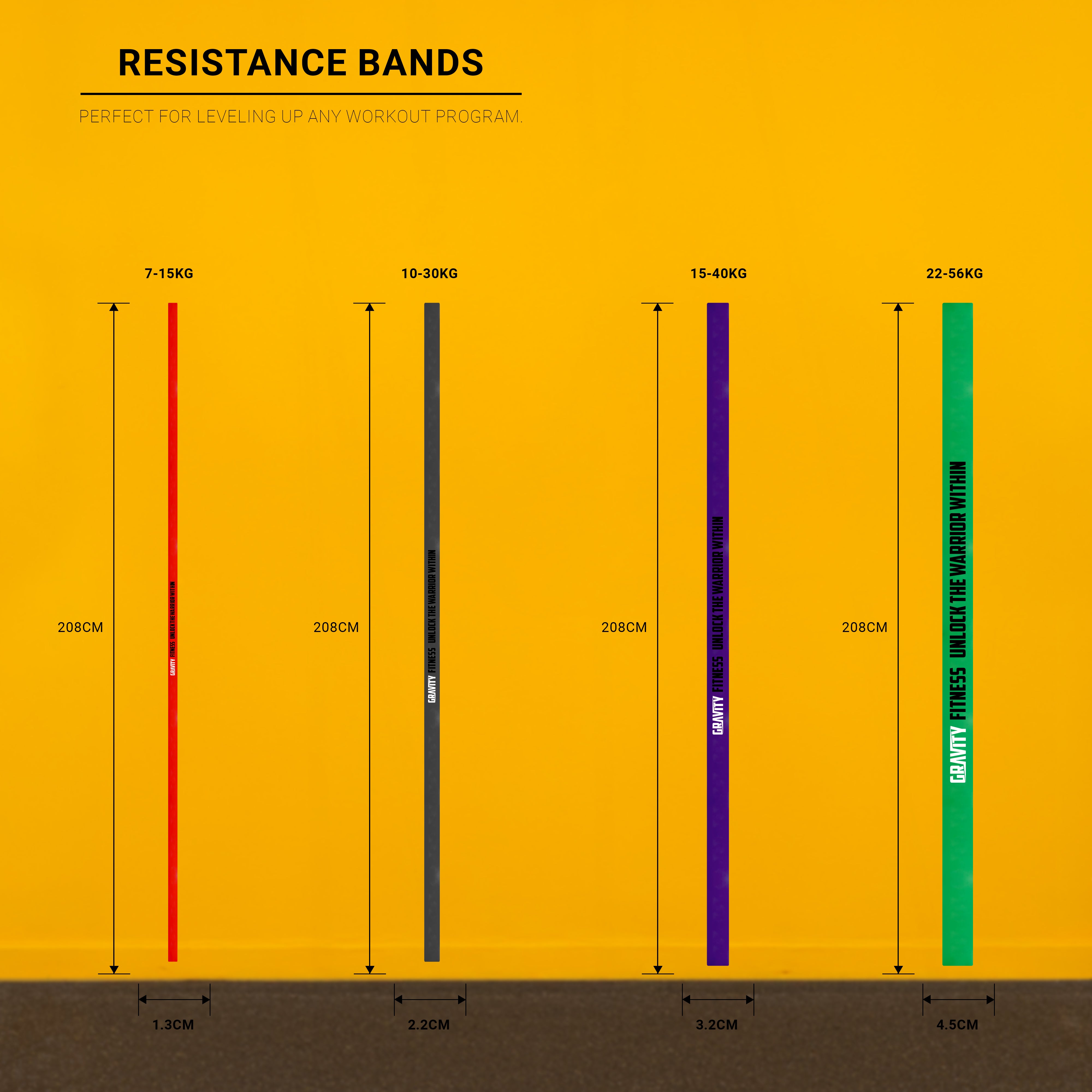 Bandas de resistencia al fitness de gravedad - Juego de 4