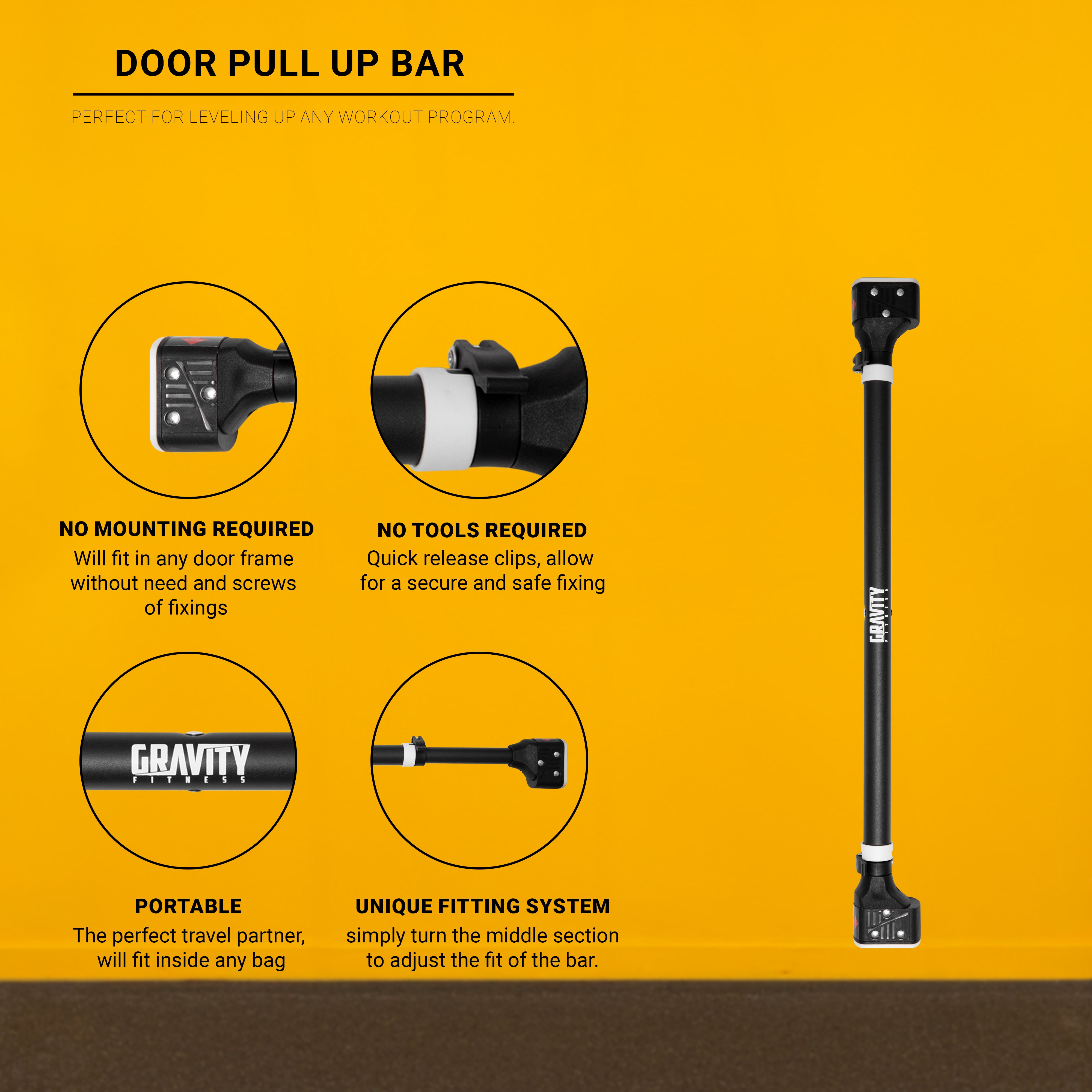 Gravity Fitness Universal Door Pull up Bar
