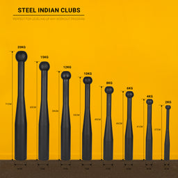 Gravity Fitness Steel Indian Clubs, Clubbells 2 kg - 20 kg