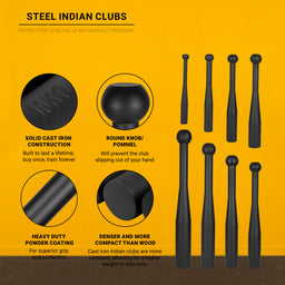 Gravity Fitness Steel Indian Clubs, Clubbells 2 kg - 20 kg