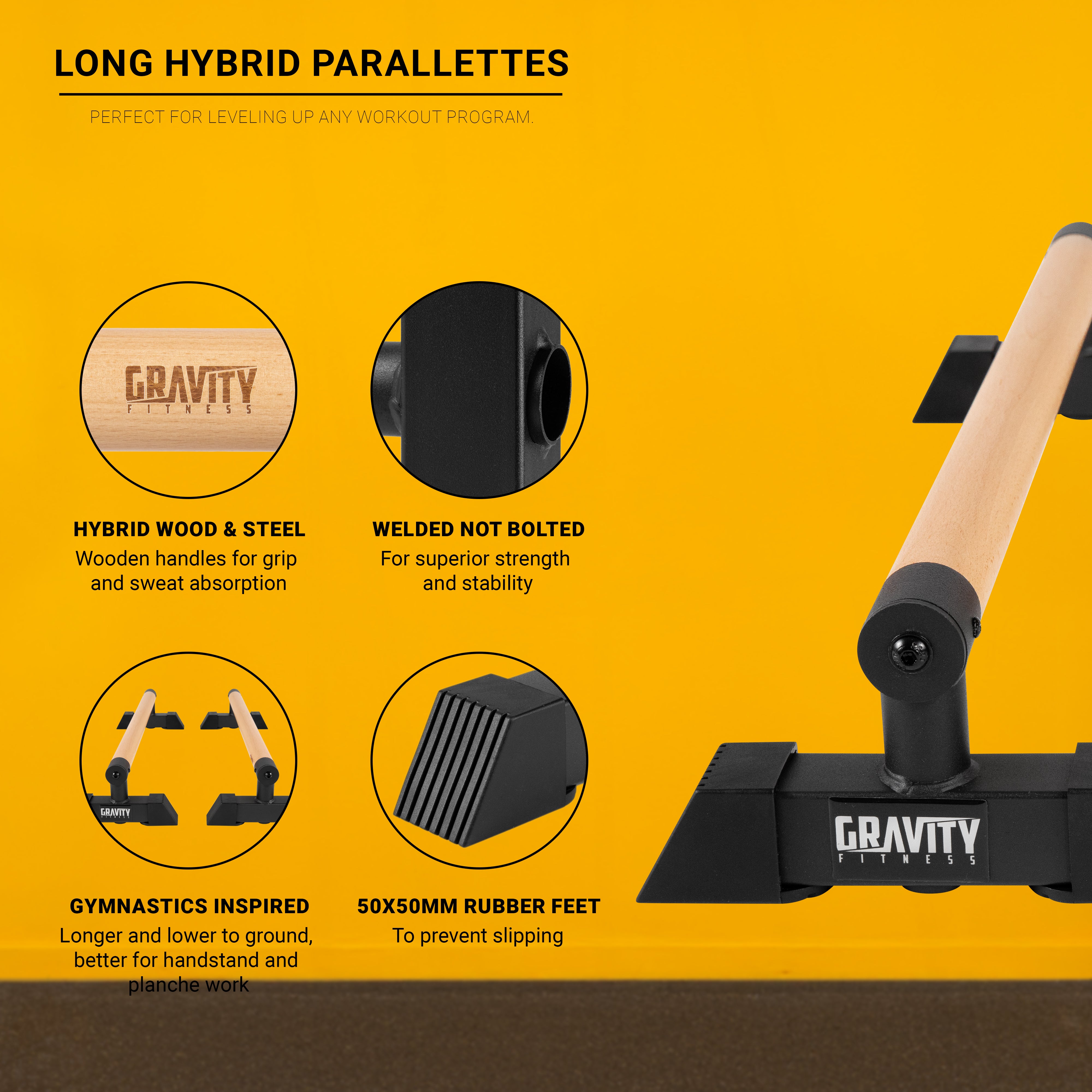 Gravity Fitness Long Hybrid Parallettes