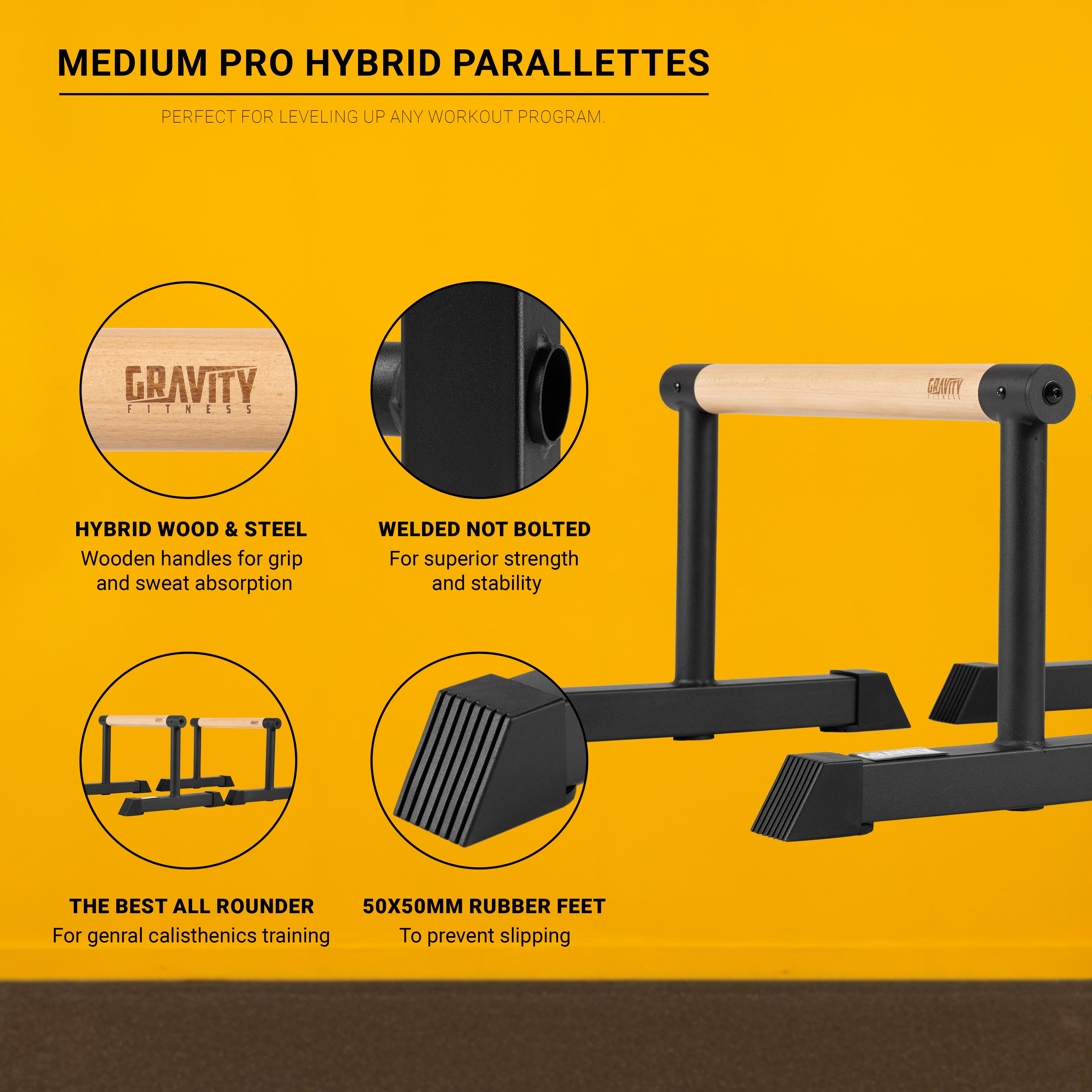 Gravity Fitness Medium Pro Hybrid Parallettes