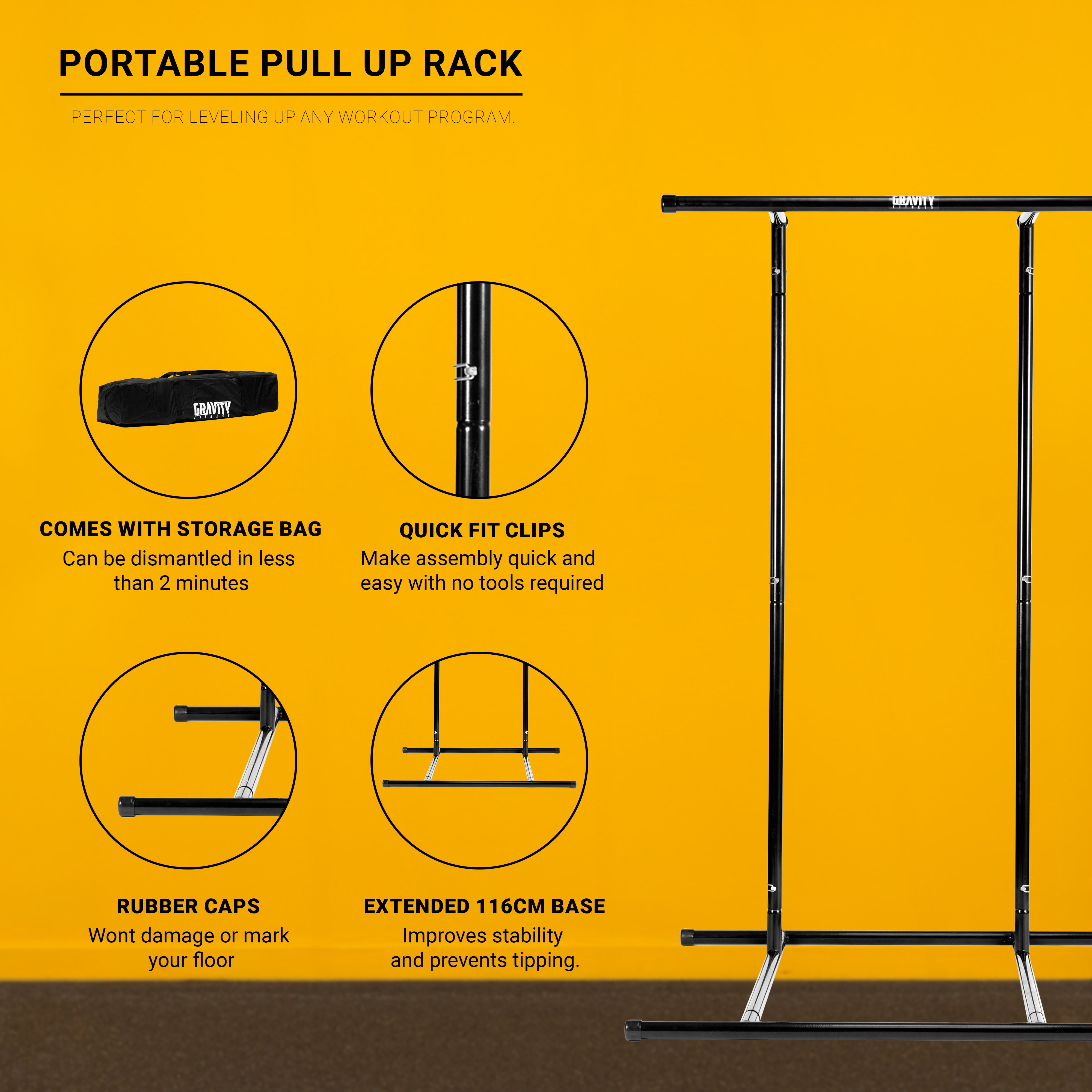 Gravity Fitness Portable Pull up Rack & Bag, Optional Extension Kit