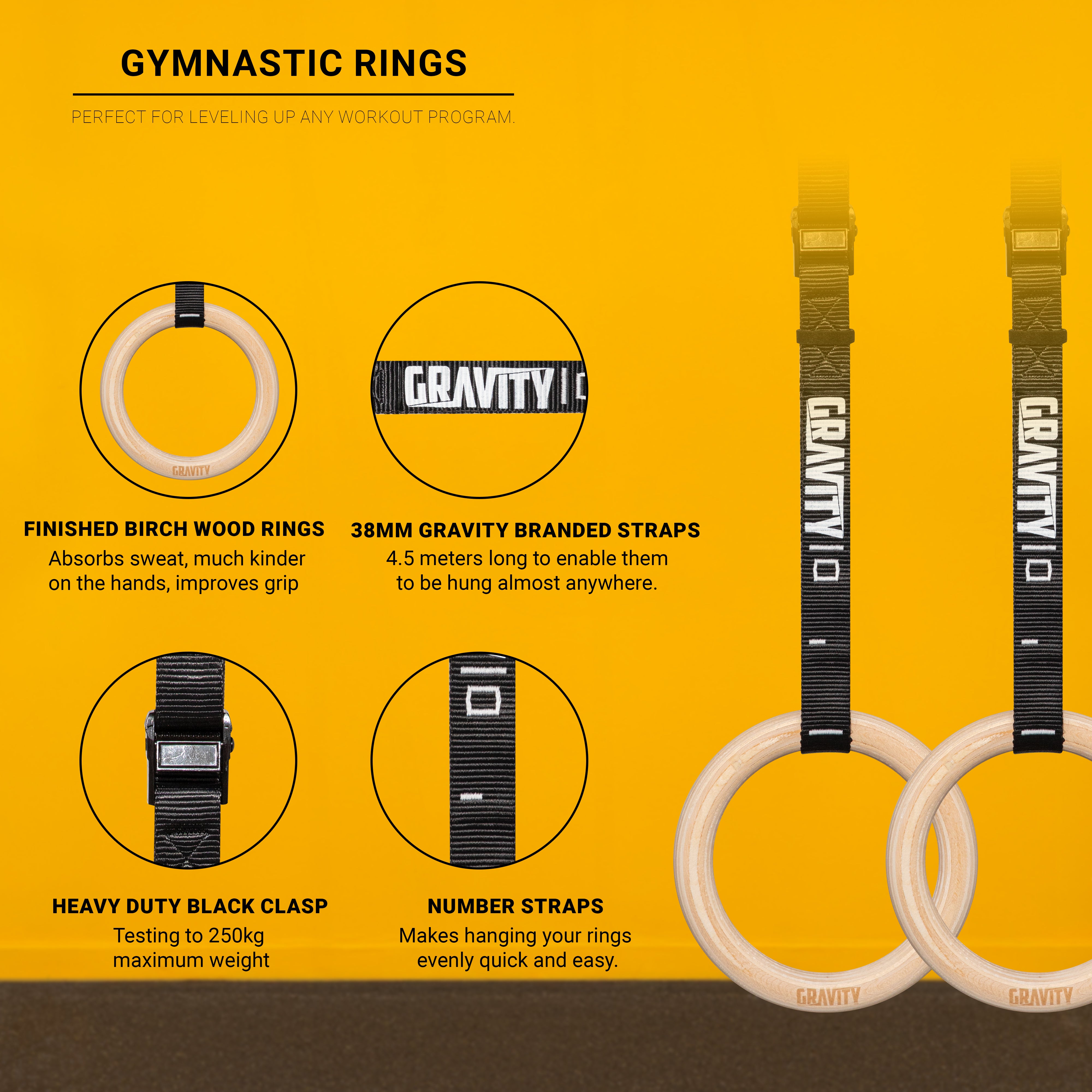 Gravity Fitness Wooden Gymnastic Rings