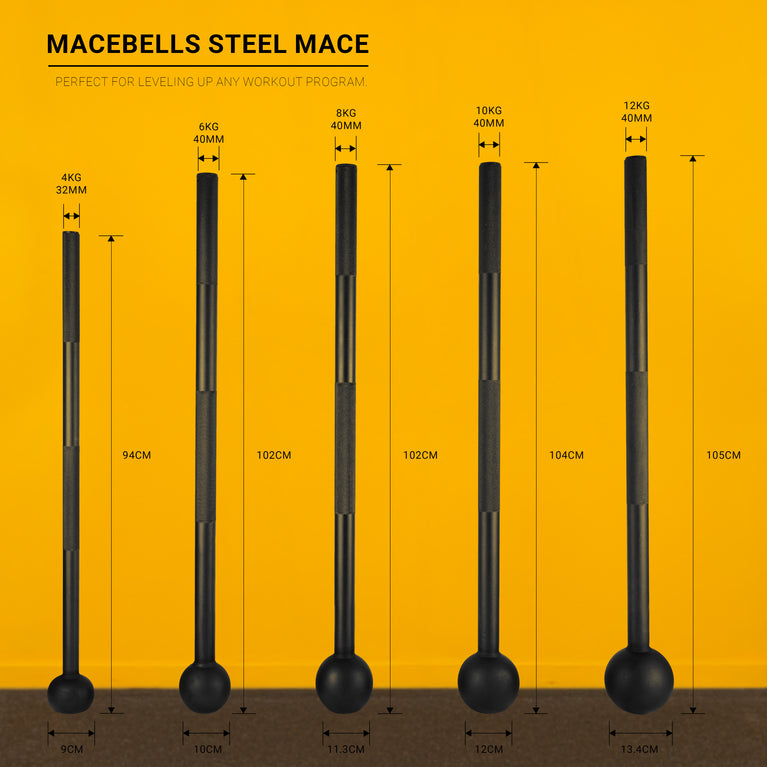 Schwerkraft -Fitness "Macebells" Stahlstreitkräfte 4 kg - 12 kg