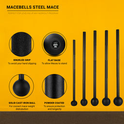 Schwerkraft -Fitness "Macebells" Stahlstreitkräfte 4 kg - 12 kg
