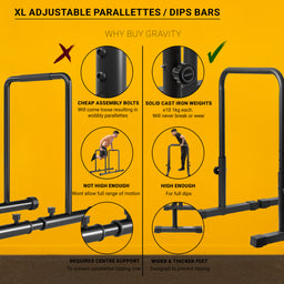 Gravity Fitness XL Einstellbare Paralletten/Dips -Stangen